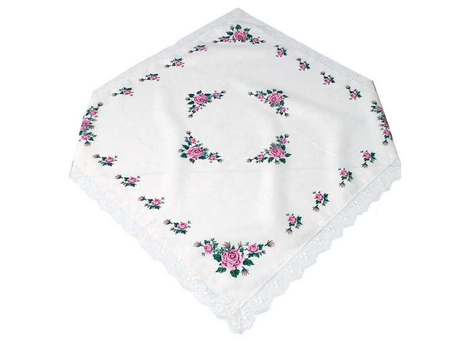  Canvas Printed Laced Table Cover Pink