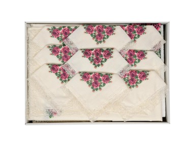 Çeyiz Diyarı - Canvas Printed Kitchen Set 15 Pieces Plum