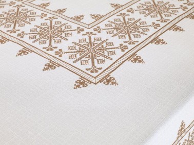 Cross-stitch Printed Sultan Table Cloth Gold 120x160 Cm - Thumbnail