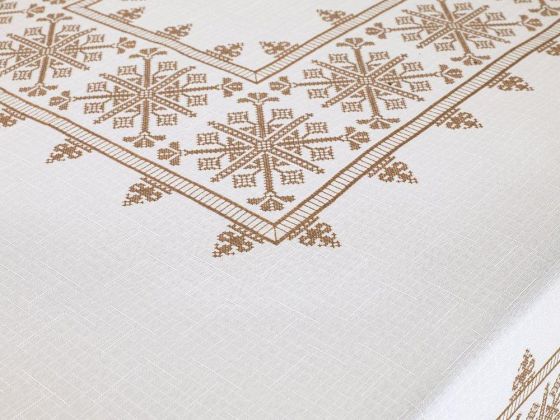 Cross-stitch Printed Sultan Table Cloth Gold 120x160 Cm