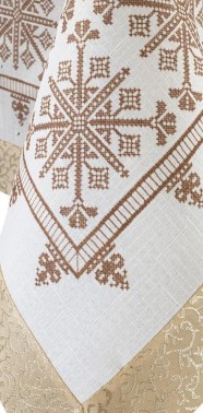 Cross-stitch Printed Sultan Table Cloth Gold 120x160 Cm - Thumbnail