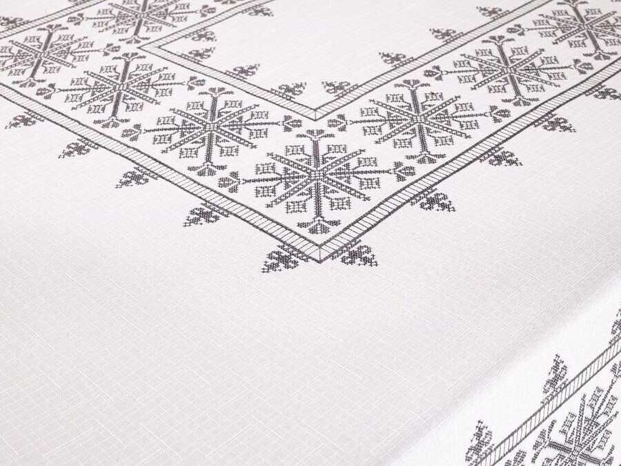  Cross-stitch Printed Sultan Table Cloth Silver 160x300 Cm
