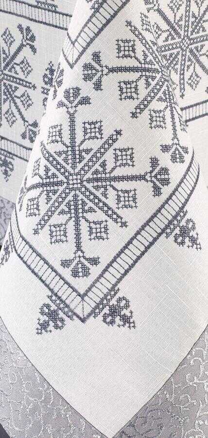  Cross-stitch Printed Sultan Table Cloth Silver 160x300 Cm
- Thumbnail