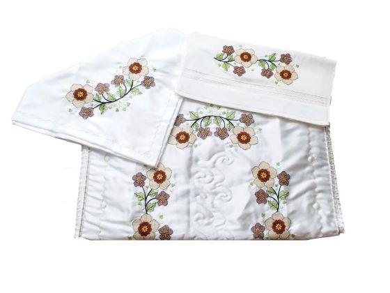 Canvas Engraved Bundle Set Flowers Kahve