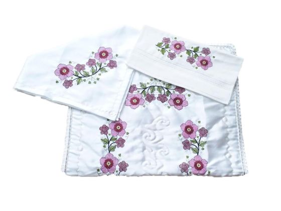  Canvas Embroidered Bundle Set Flowers Lila