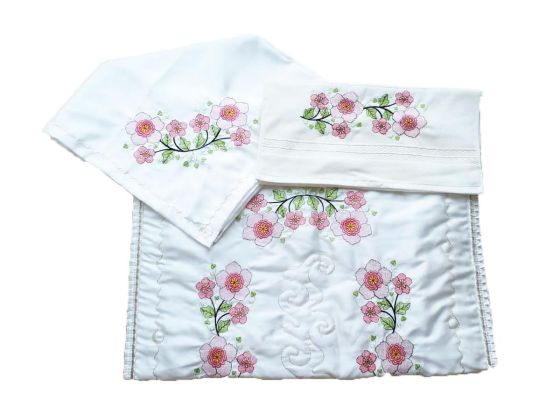  Canvas Embroidered Bundle Set Flowers Pink