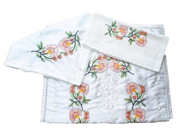 Çeyiz Diyarı - Cross-stitch Embroidered Pack Set Tulip Salmon Çeyiz Diyarı - Cross-stitch Embroidered Pack Set Tulip Salmon