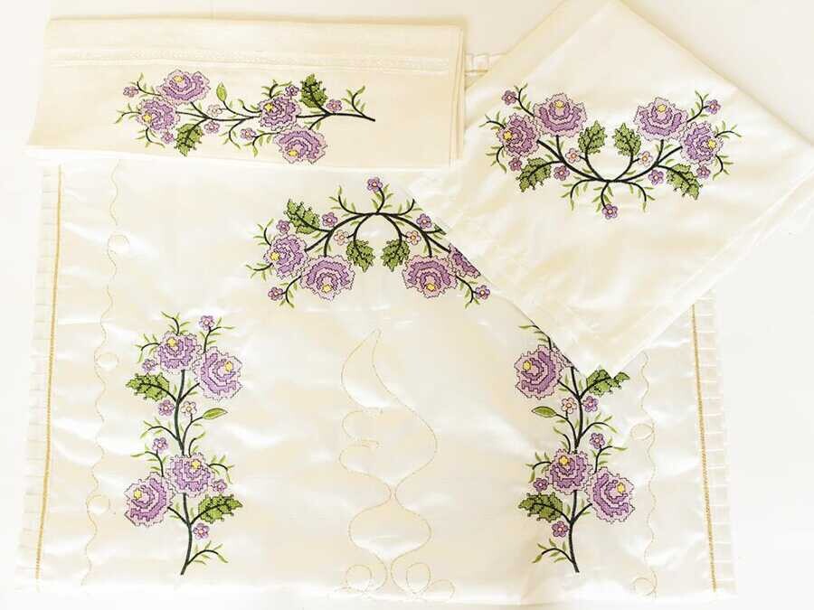 Canvas Embroidered Bundle Set Lila - Thumbnail