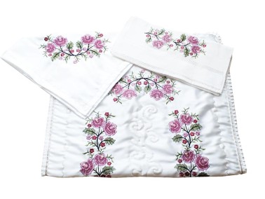 Çeyiz Diyarı - Cross-stitch Embroidered Pack Set Plum Çeyiz Diyarı - Cross-stitch Embroidered Pack Set Plum