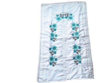 Çeyiz Diyarı - Cross-stitch Embroidered Satin Prayer Rug Flowers Green Çeyiz Diyarı - Cross-stitch Embroidered Satin Prayer Rug Flowers Green