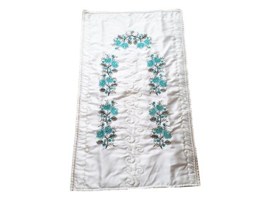 Çeyiz Diyarı - Cross-stitch Embroidered Satin Prayer Rug Rose Green Çeyiz Diyarı - Cross-stitch Embroidered Satin Prayer Rug Rose Green