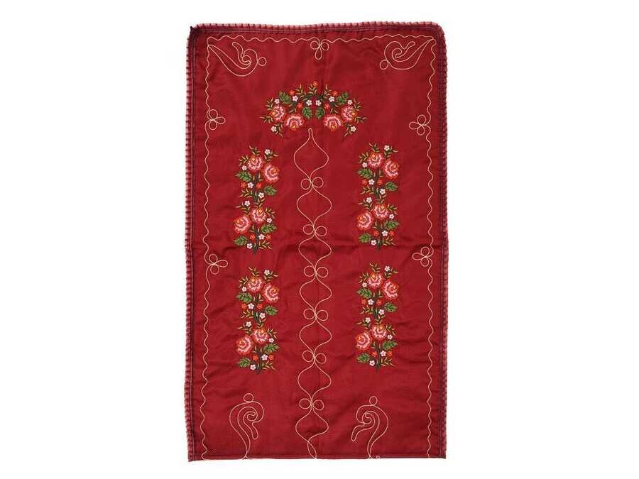 Dowry World - Cross Stitch Embroidered Soft Prayer Rug Claret Red Dowry World - Cross Stitch Embroidered Soft Prayer Rug Claret Red