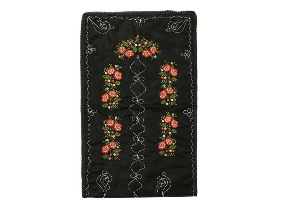 Cross Stitch Embroidered Soft Prayer Rug Black Red