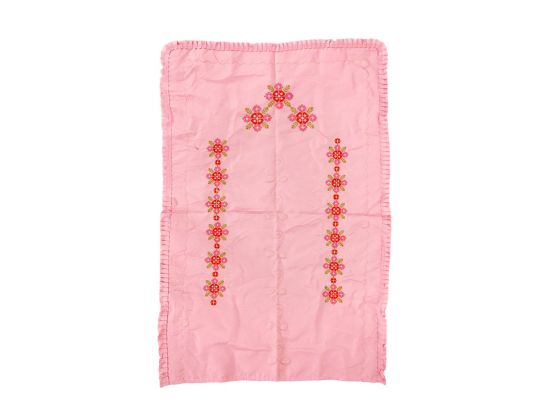  Cross Stitch Embroidery Clover Satin Prayer Rug Red
