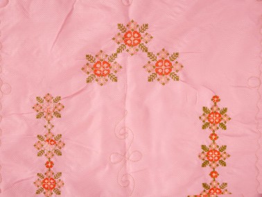  Canvas Embroidery Clover Satin Prayer Rug Orange - Thumbnail
