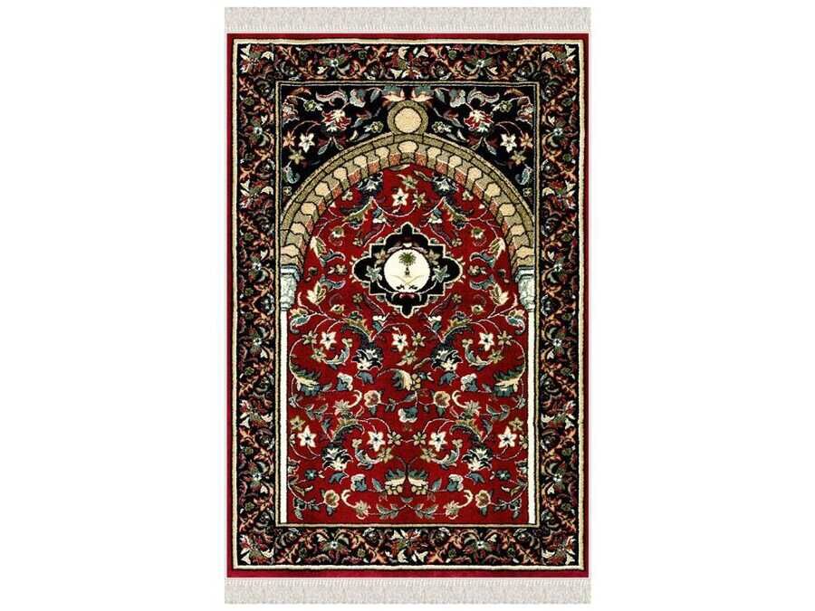 Snowdrop Velvet Prayer Rug Burgundy