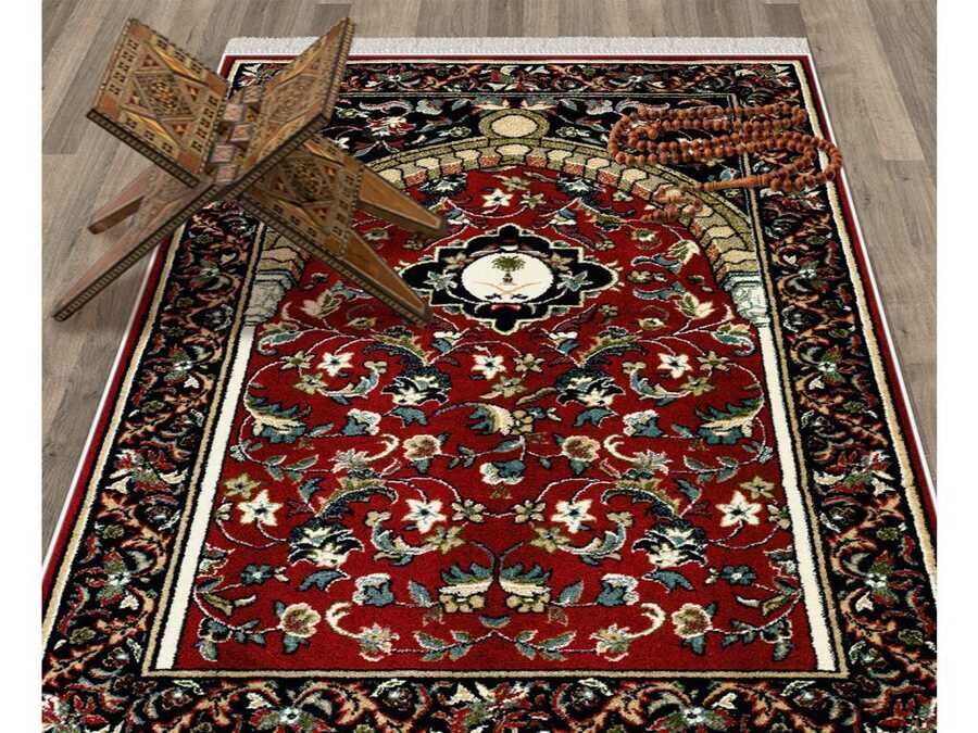 Snowdrop Velvet Prayer Rug Burgundy