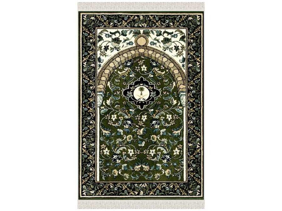 Snowdrop Velvet Prayer Rug Green - Thumbnail