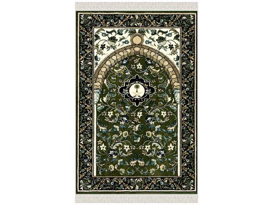 Snowdrop Velvet Prayer Rug Green