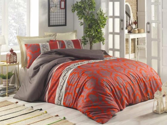 Karen 100% Cotton Single Duvet Cover Set Red