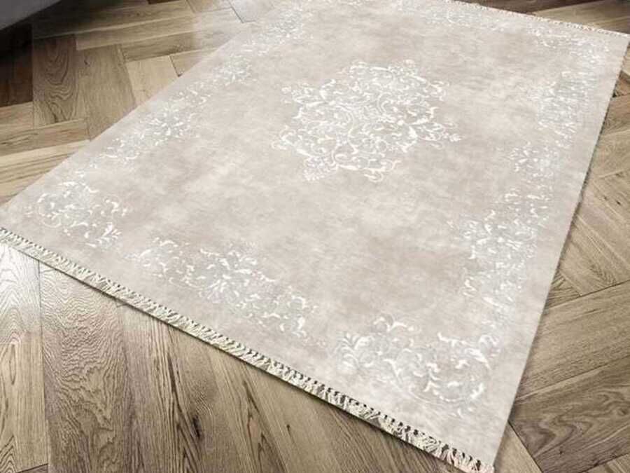 Non-Slip Base Digital Print Velvet Carpet Alberta Cream 100x300 cm