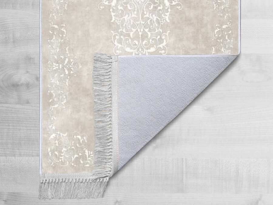 Non-Slip Base Digital Print Velvet Carpet Alberta Cream 100x300 cm - Thumbnail