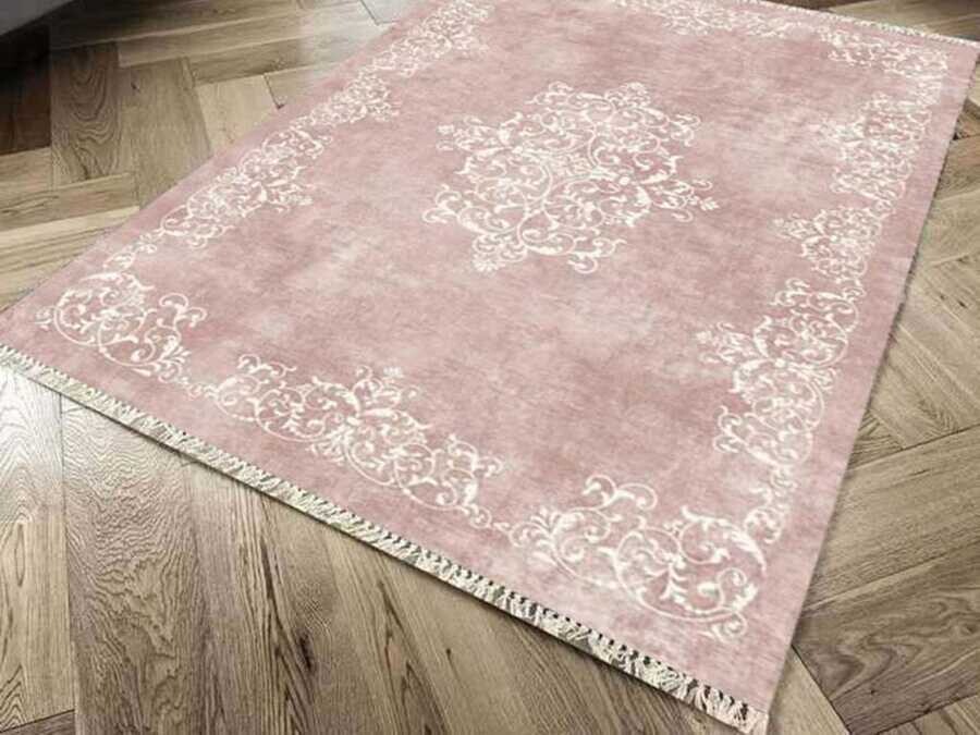 Non-Slip Base Digital Print Velvet Carpet Alberta Gray 80x150 cm - Thumbnail