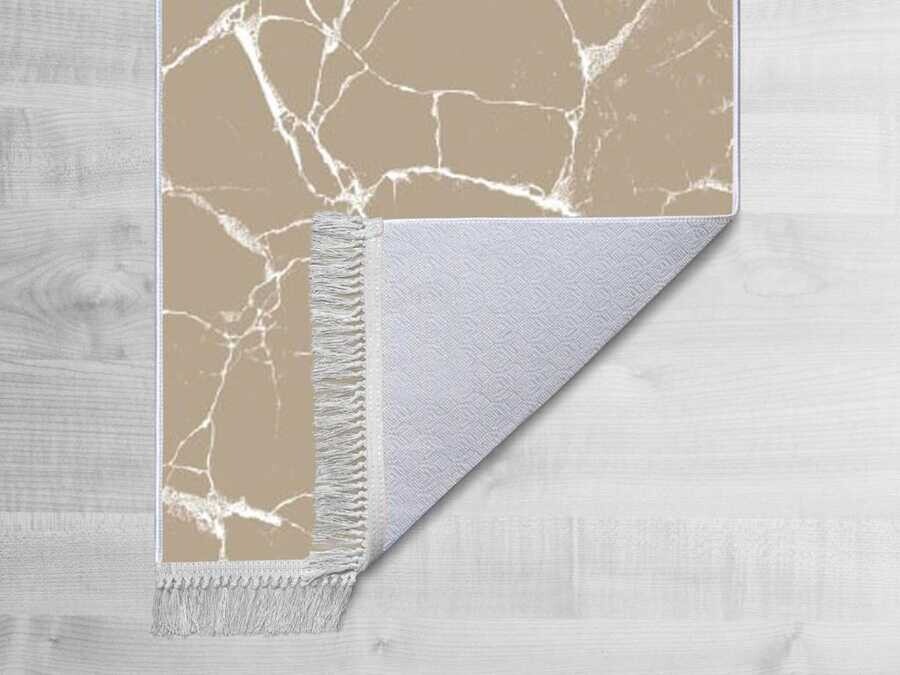 Non-Slip Base Digital Print Velvet Carpet Crack Wall Beige 100x200 cm - Thumbnail