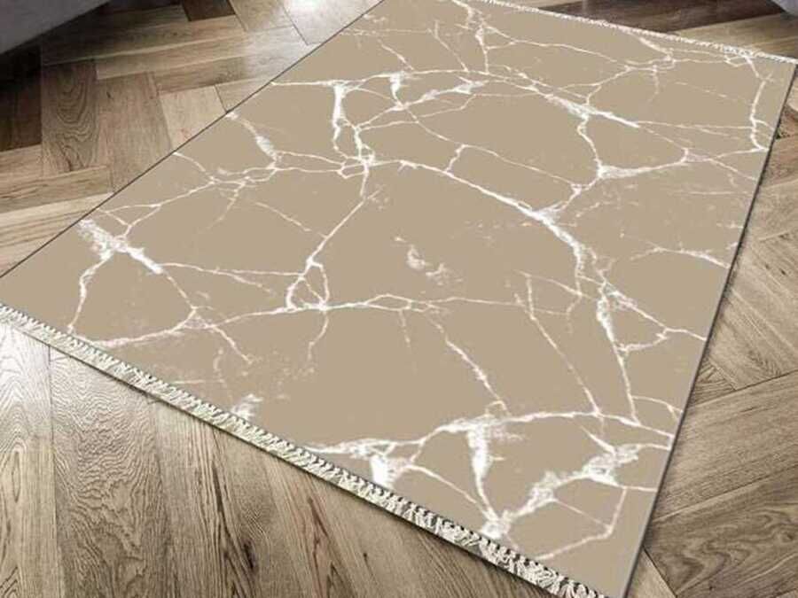 Non-Slip Base Digital Print Velvet Carpet Crack Wall Beige 100x300 cm