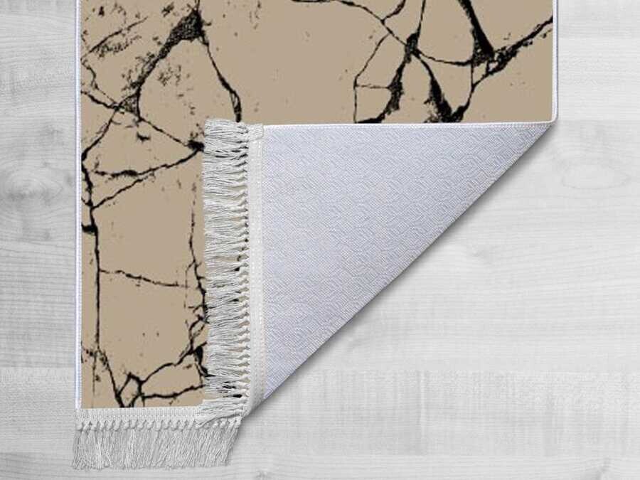 Non-Slip Base Digital Print Velvet Carpet Crack Wall Brown 100x200 cm - Thumbnail