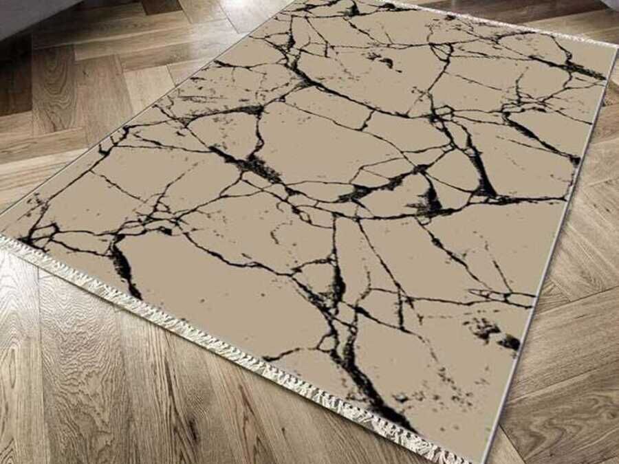 Non-Slip Base Digital Print Velvet Carpet Crack Wall Brown 100x300 cm
