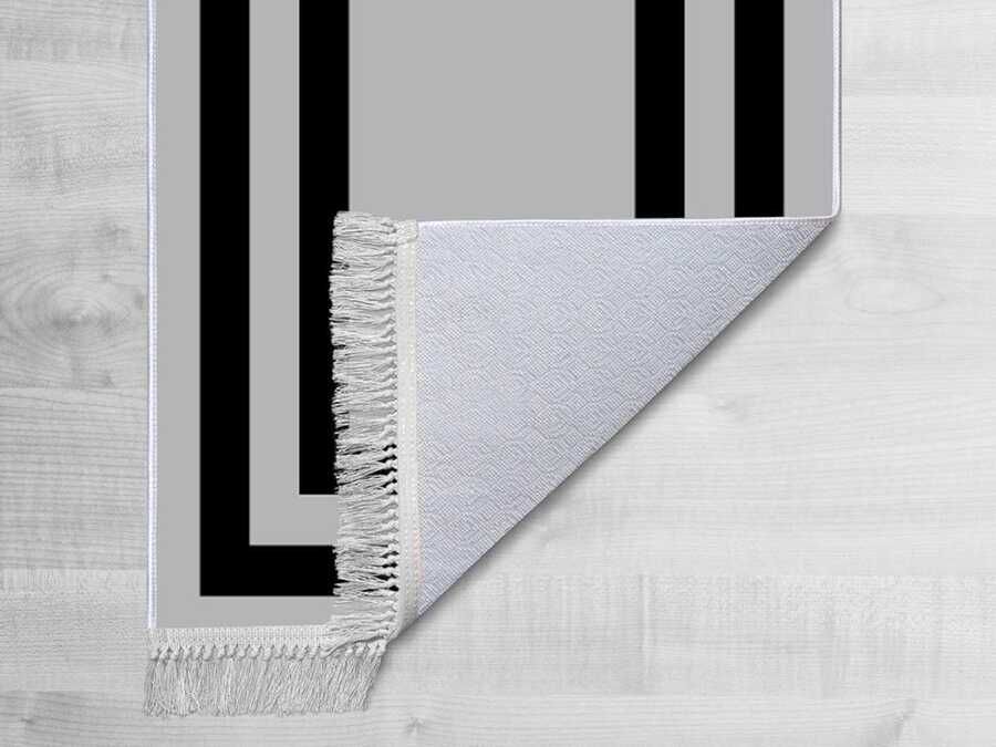 Non-Slip Base Digital Print Velvet Carpet Geometric Gray 100x300 cm