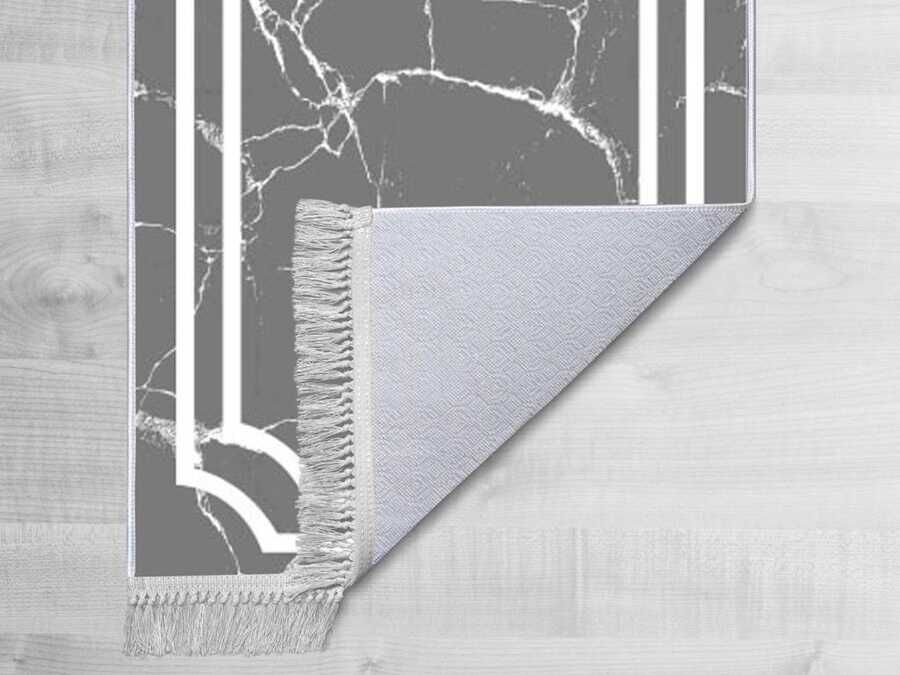Non-Slip Base Digital Print Velvet Carpet Linear Stone Dim Gray 100x200 cm