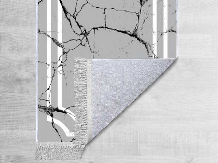 Non-Slip Base Digital Print Velvet Carpet Linear Stone Gray 100x200 cm