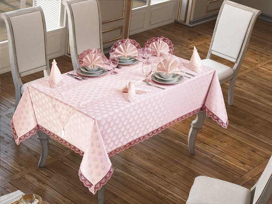 Dowry World - Kdk Table Cloth Set 18 Pieces Daisy - Powder Dowry World - Kdk Table Cloth Set 18 Pieces Daisy - Powder
