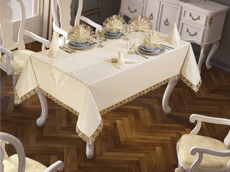 Kdk Carefree Table Cloth Set 26 Pieces Bowknot Cappucino