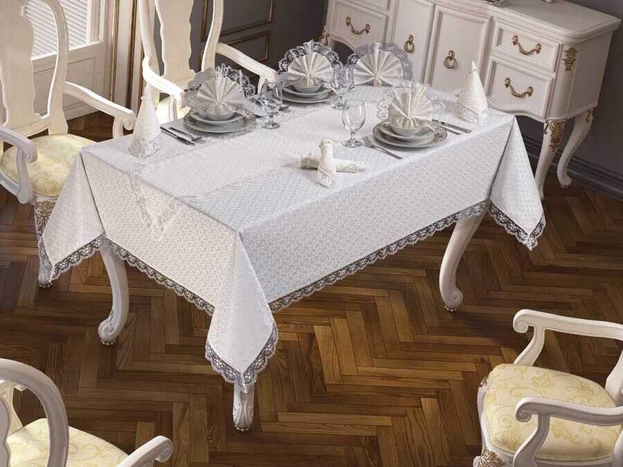 Dowry World - Kdk Table Cloth Set 26 Pieces Bow - Cream Dowry World - Kdk Table Cloth Set 26 Pieces Bow - Cream