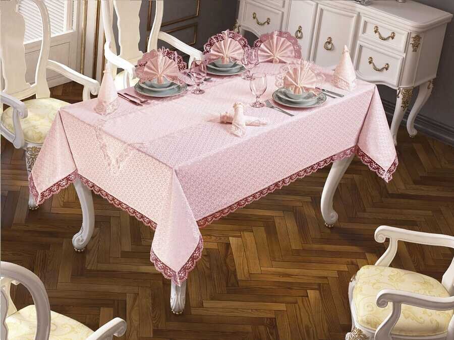 Dowry World - Kdk Tablecloth Set 26 Piece Bow Powder Dowry World - Kdk Tablecloth Set 26 Piece Bow Powder