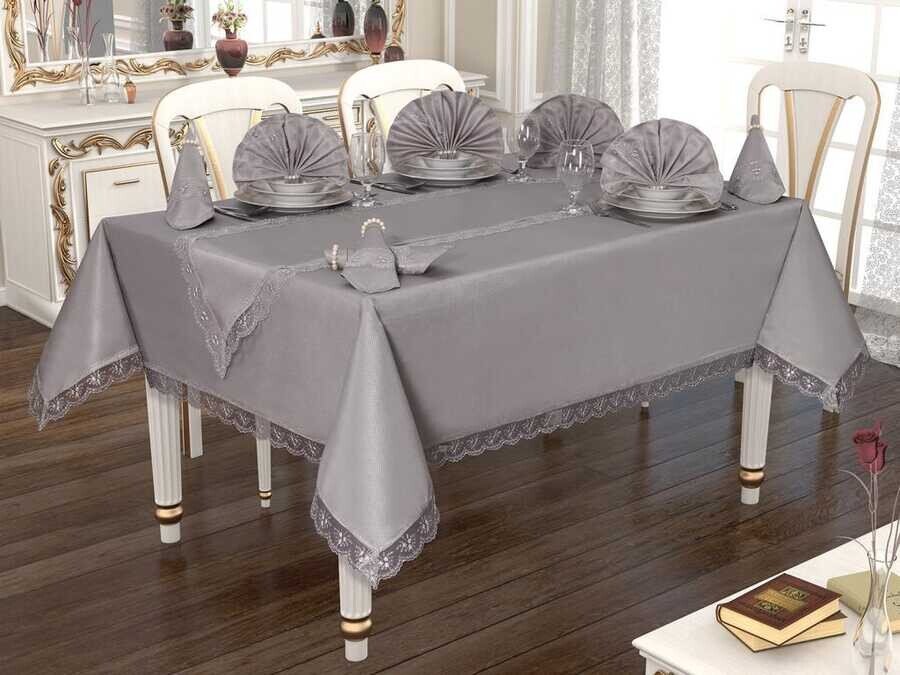 Kdk Carefree Table Cloth Set 26 Pieces Pitikare Gray - Thumbnail