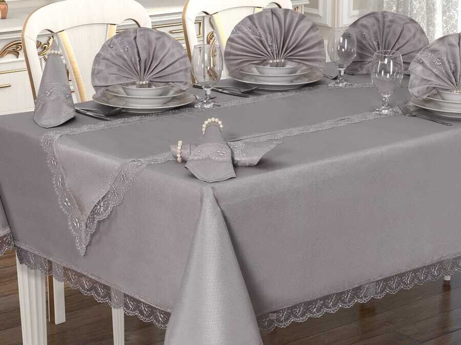 Kdk Carefree Table Cloth Set 26 Pieces Pitikare Gray - Thumbnail