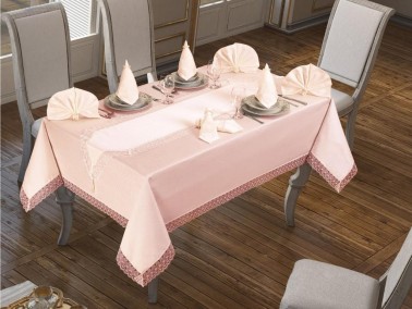 Dowry World - Kdk Carefree Table Cloth Set 26 Pieces Pitikare Powder 160x260cm Dowry World - Kdk Carefree Table Cloth Set 26 Pieces Pitikare Powder 160x260cm