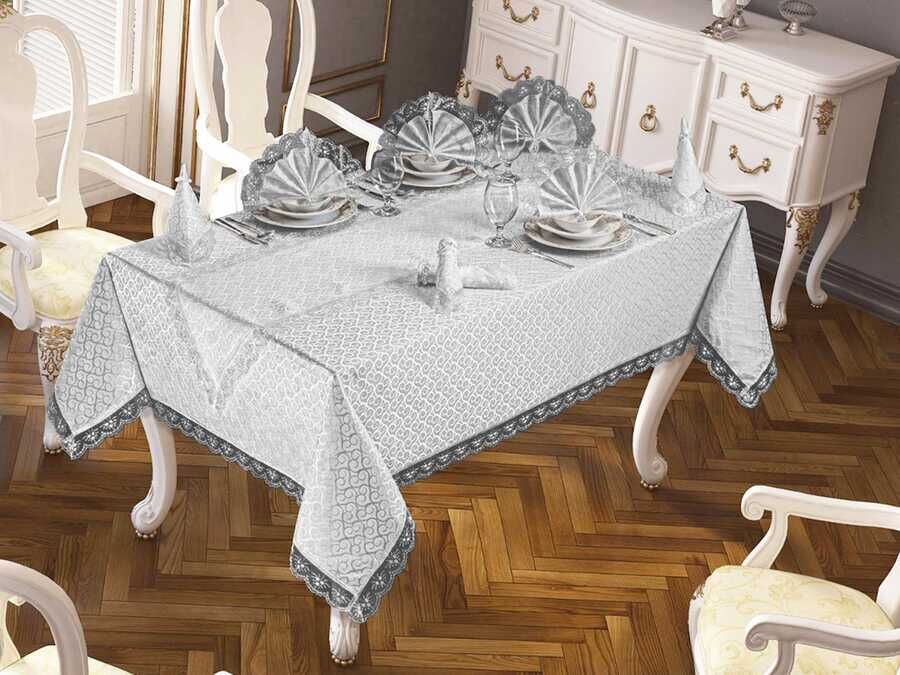 Kdk Carefree Table Cloth Set 26 Pieces Clover Gray
