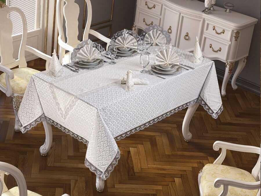 Dowry World - Kdk Tablecloth Set 26 Pieces Yonca Cream Dowry World - Kdk Tablecloth Set 26 Pieces Yonca Cream