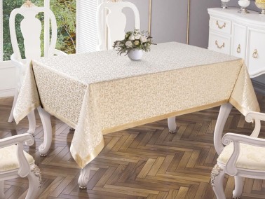 Kdk Carefree Striped Table Cloth 120x160 Cm Cappucino - Thumbnail