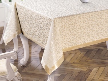 Kdk Carefree Striped Table Cloth 160x260 Cm Cappucino - Thumbnail