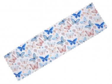 Kelebek Patterned Runner Blue - Thumbnail