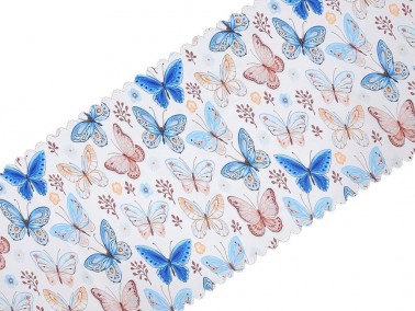 Kelebek Patterned Runner Blue - Thumbnail