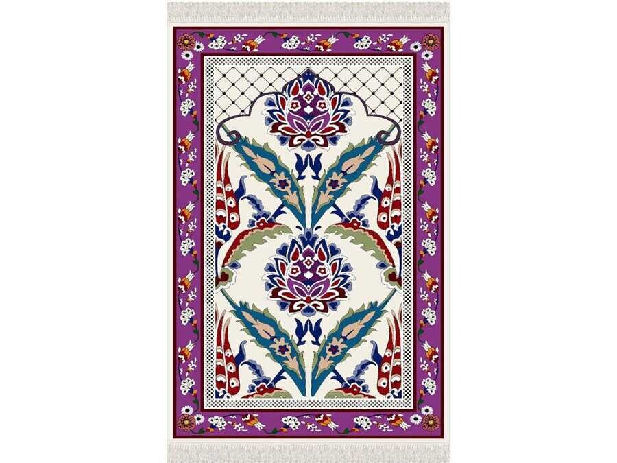 Butterfly Velvet Prayer Rug Purple - Thumbnail