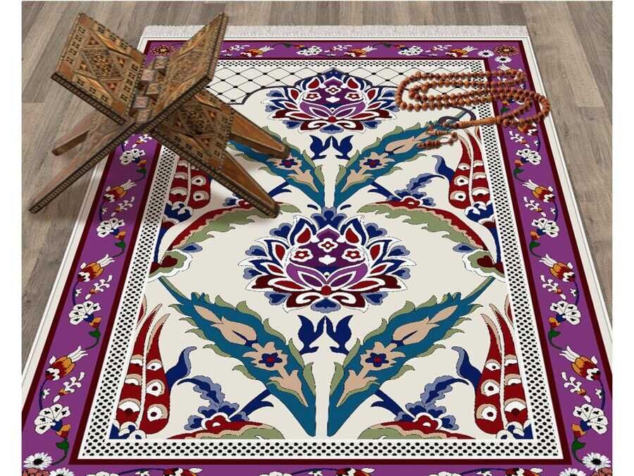 Butterfly Velvet Prayer Rug Purple