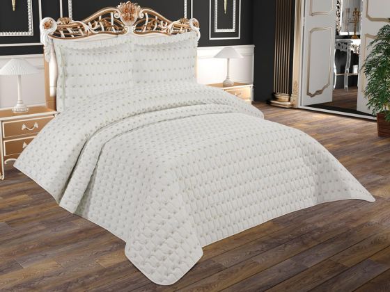 Butterfly Quilted Double Bedspread Cream